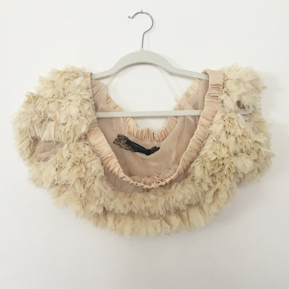 * Patrizia Pepe * Luxury "Feather Effect" Ruffled Bolero Shrug